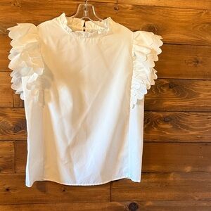 White Ruffle Sleeve Women's Top
